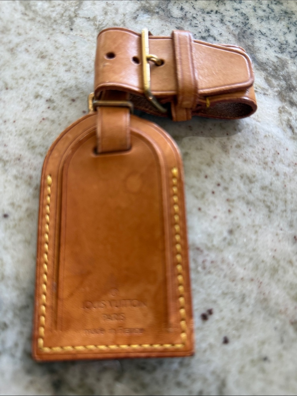Louis Vuitton Leather Luggage Tag - Tan EUC